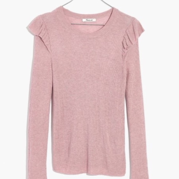 Madewell Sweaters - Madewell Ruffle Sleeve Pullover Sweater in Pink
